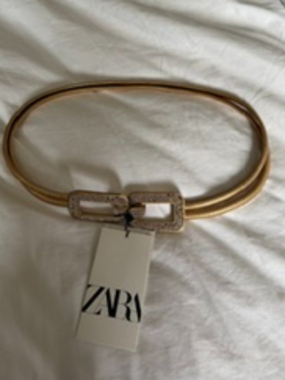 Zara Gold Flexible Belt with crystal buckle (Original tags)